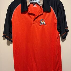 Miami Marlins MLB Genuine Merchandise Vented Polo Golf Shirt Mens Medium
